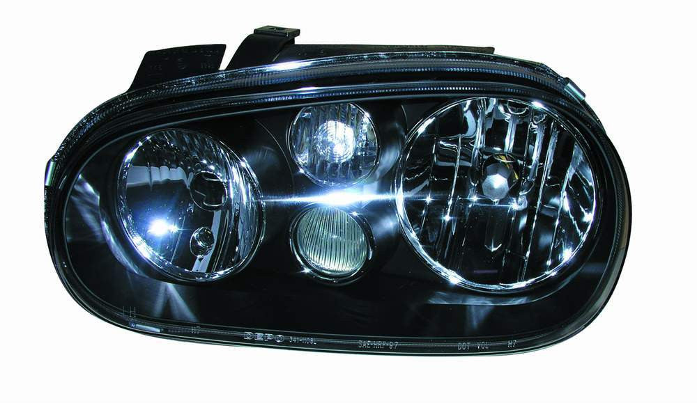 Volkswagen Golf GTI / Cabrio 99-05 Headlight Unit With Fog Light Black Bezel - ackauto