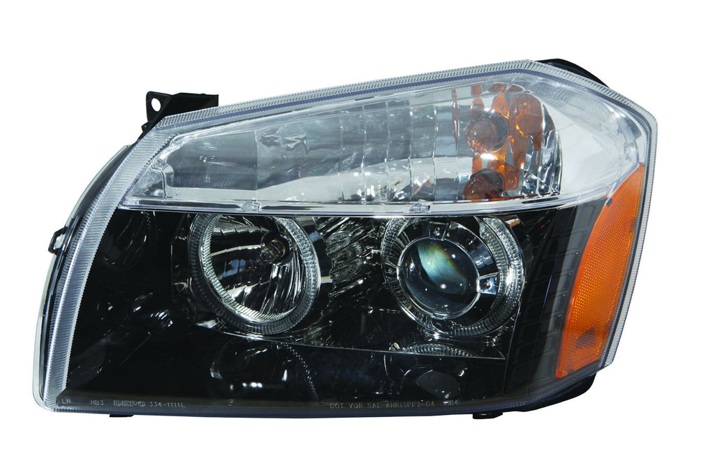 Dodge Magnum 05-07 Headlight Assembly Projector Halogen Type without LED Black Set - ackauto