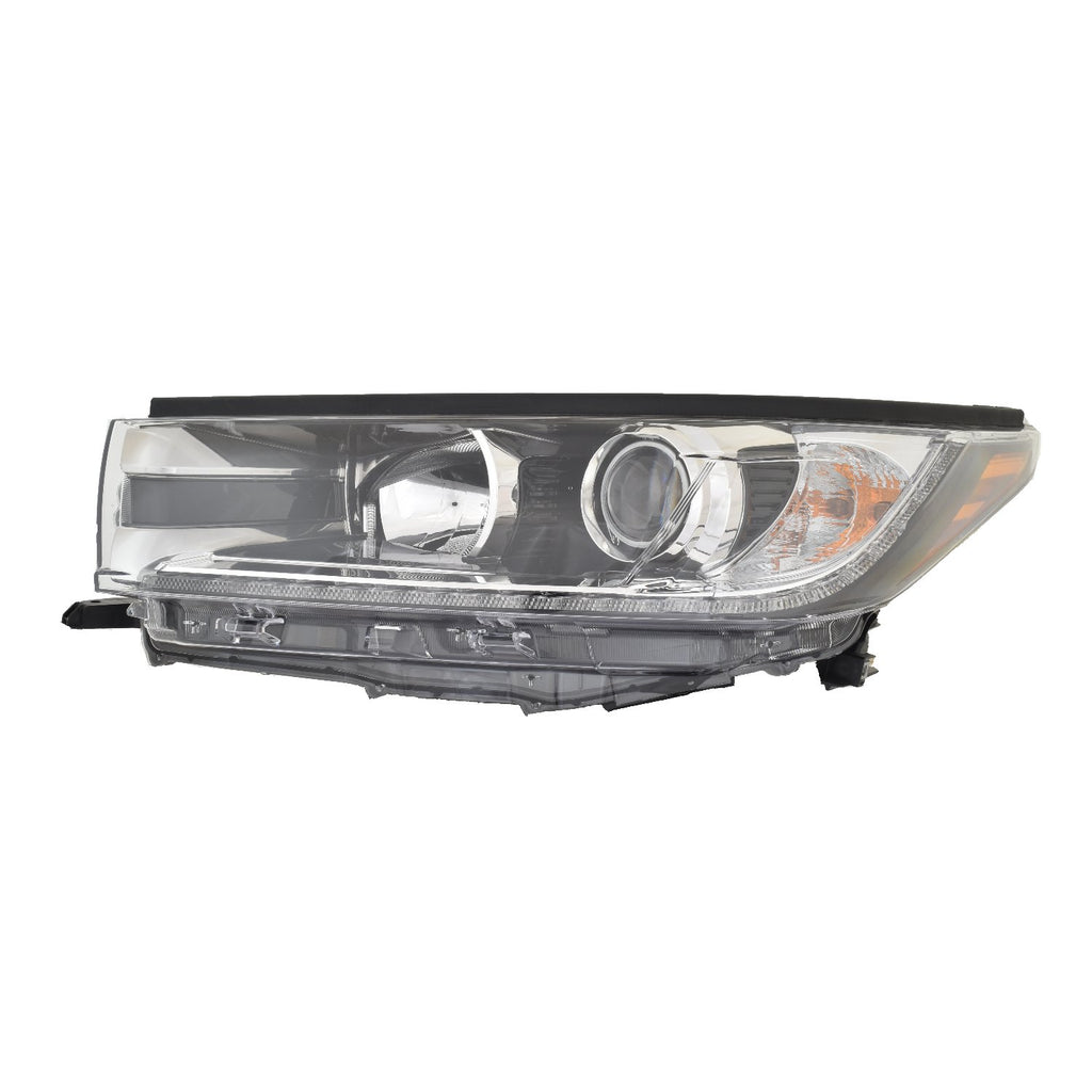 For Toyota Highlander/ Hybrid 2017 2018 Headlight Limited w/ SMOKED Chrome Accent w/ LED DRL Driver Side 81150-0E360 TO2502258