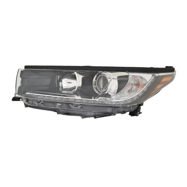 For Toyota Highlander 2017 2018 Headlight SE w/o SMOKED Chrome w/ BLACK Accent w/ LED DRL Driver Side 81150-0E390 TO2502253
