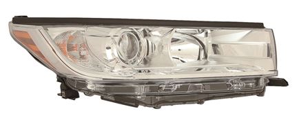 For Toyota Highlander 2017 18 2019 Headlight LE/ LE PLUS/ XLE w/o LED DRL w/ SMOKED Chrome Accent Chrome Bezel Passenger Side CAPA Certified 81110-0E330 TO2503251C