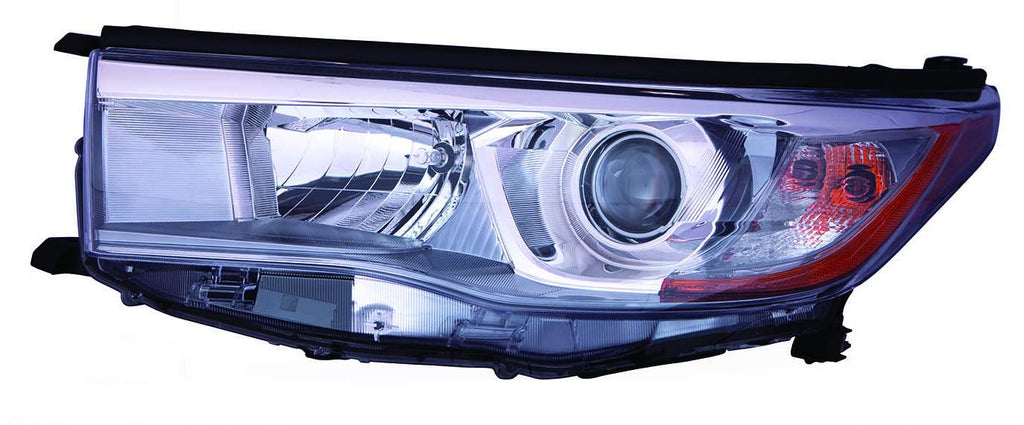 For Toyota Highlander/ Hybrid 2014 15 2016 Headlight w/ SMOKED Chrome Accent Driver Side 81150-0E250 TO2502225