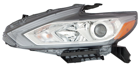 For Nissan Altima Sedan 2016 17 2018 Headlight Halogen w/o SMOKE LENS w/o DRL Chrome Driver Side CAPA Certified 26060-9HS9A NI2502247C