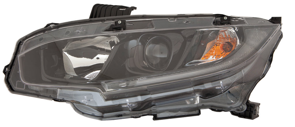 For Honda Civic Sedan 2019 20 2021/ Coupe EX/ LX/ Sport 2019 2020 Headlight Halogen EX/ EX-L 1.5L Turbo/ 2.0L Engine NA/ JPN Built Black Bezel Driver Side CAPA Certified 33150-TBA-A31 HO2502192C