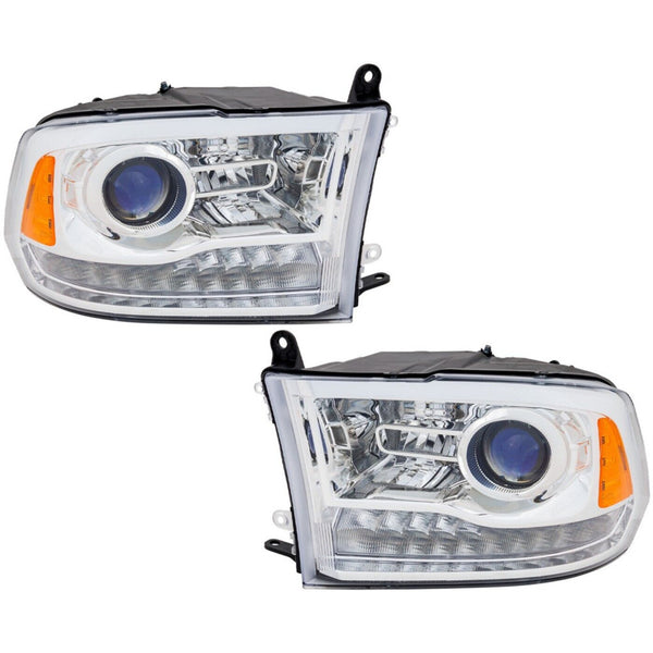 For Dodge Ram Pickup 1500 w/ QUAD 2009 10 11 2012/ 2500 CODE LME/ 3500 CODE LME 2010 11 2012 Headlight Projector Trax/ SLT Chrome 68001484AI+68001485AI CH2505129