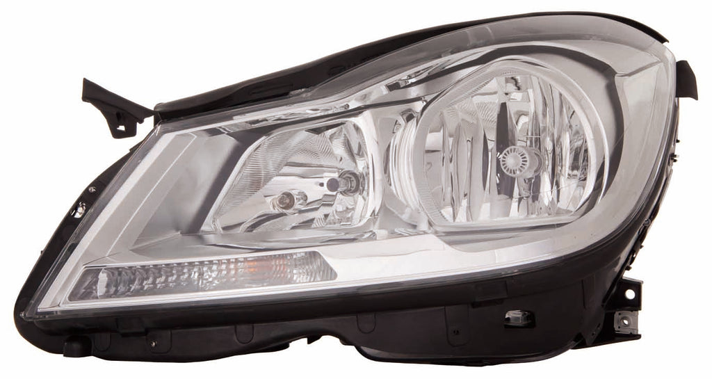 For Mercedes-Benz C Class Sedan 2012 13 2014 Headlight Halogen Chrome w/o Corner Light Driver Side CAPA Certified 204 820 53 59 MB2502187C