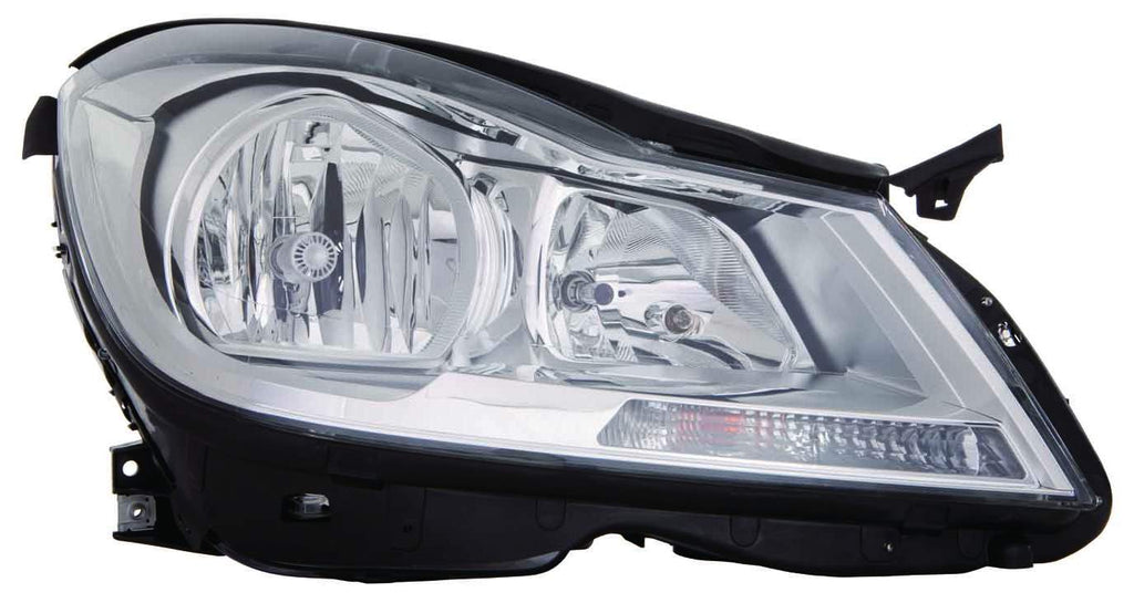 For Mercedes-Benz C Class Sedan 2012 13 2014 Headlight Halogen Chrome w/o Corner Light Passenger Side CAPA Certified 204 820 54 59 MB2503187C