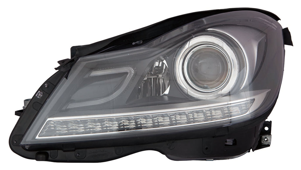 For Mercedes-Benz C Class 2012 13 2014 Headlight Projector & LED DRL Black Bezel SET  MB2505110