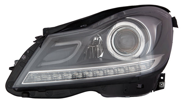 For Mercedes-Benz C Class 2012 13 2014 Headlight Projector & LED DRL Black Bezel SET  MB2505110
