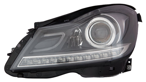 For Mercedes-Benz C Class 2012 13 2014 Headlight Projector & LED DRL Black Bezel SET  MB2505110