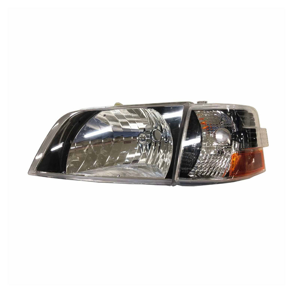 For Volvo VNL/ VNM Series 1996 97 98 99 00 01 02 2003 Headlight w/ Side Marker Light DIAMOND DESIGN Black SET