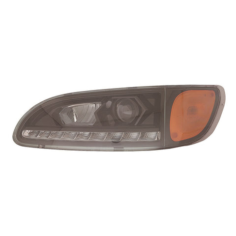 For Peterbilt 325 2008 09 10 11 2012/ 330 2005-2014/ 335 2005-2014/ 337 2010 11 12 13 2014/ 340 2006 07 08 09 10 11 2012/ 348 2012 13 2014/ 382 2012 13 2014 Headlight w/ LED DRL Black Driver Side