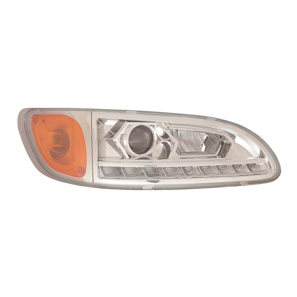 For Peterbilt 325 2008-2012/ 330 2005-2014/ 335 2005-2014/ 337 2010-2014/ 340 2006-2012/ 348 2012-2014/ 382 2012-2014 Headlight w/ LED DRL Chrome Passenger Side