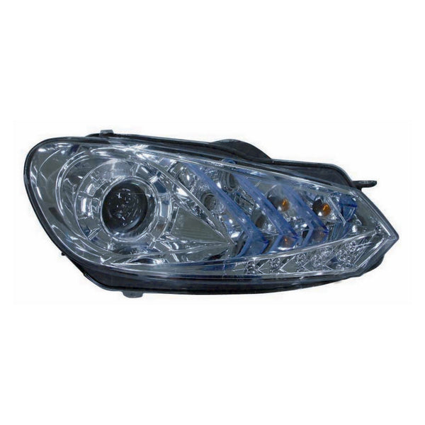 For Volkswagen Golf 2010 11 2012 Headlight Projector w/ LED Parking Light Black Bezel SET  VW2505109
