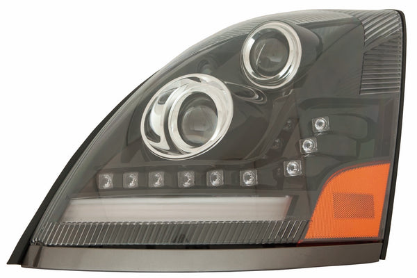 For Volvo VN Series 2004-2017 Headlight FULL LED Projector LED w/ DRL Black Driver Side