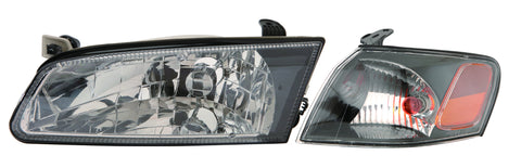 Toyota Camry 97-99 Headlight & Signal Light Diamond Design Black - ackauto