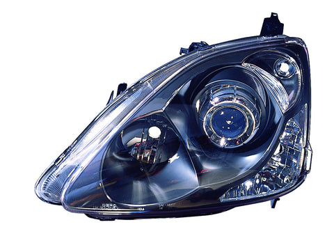Honda Civic Hatchback 02-05 Headlight Assembly Projector Black Set - ackauto