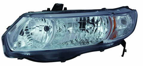 Honda Civic Coupe 08-11 Headlight Unit White Lens Chrome Bezel Set - ackauto