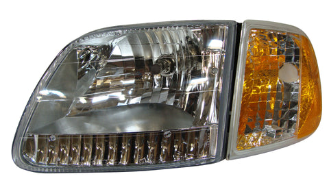 Ford F-150 Pickup to 7 / 96 Headlight Assembly (With Bracket ) Diamond Design - ackauto