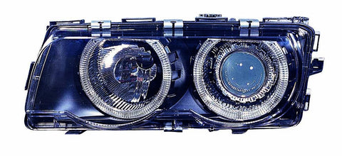 BMW 7 Series 99-01 Headlight Assembly XENON Projector Black With ANGEL EYES Set - ackauto