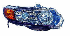 Honda Civic Coupe 07-08 Headlight Assembly Projector With LED Black - ackauto