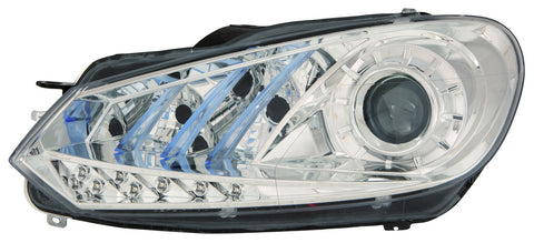 Volkswagen Golf 10-11 Headlight Projector With Parking light LED Assembly Chrome Bezel Set - ackauto